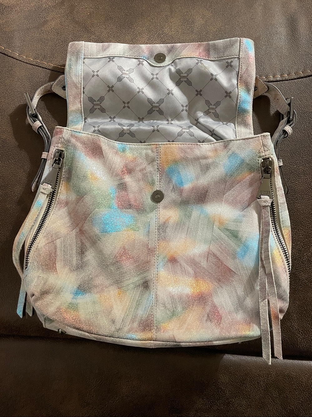 Aimee Kestenberg rainbow metallic leather boho bag with tassel zippers, NWOT - Picture 10 of 14